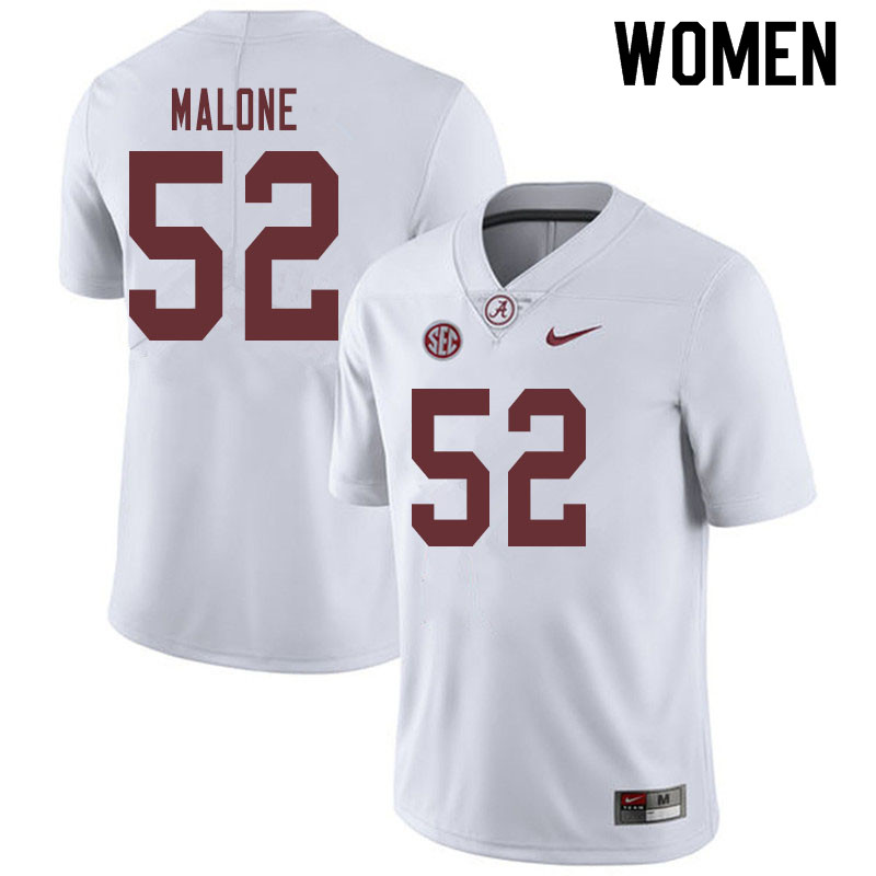 Women #52 Preston Malone Alabama Crimson Tide College Football Jerseys Sale-White